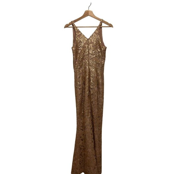 NWT Dress The Population Harper SequinMaxi Gown Dress Rose Gold size Medium - Picture 4 of 12